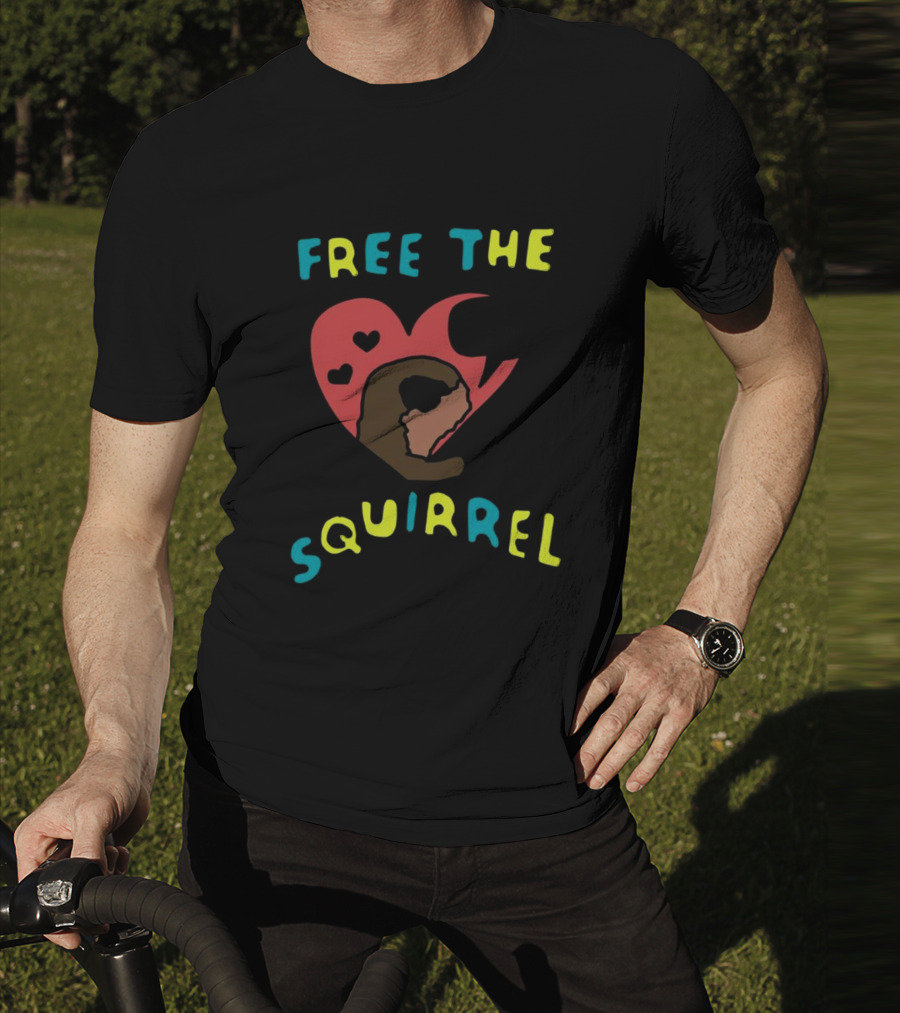 Free The Squirrel I Like Trains Heart Speech Bubble T-Shirt