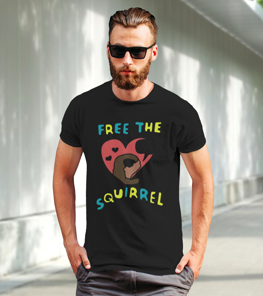Free The Squirrel I Like Trains Heart Speech Bubble T-Shirt