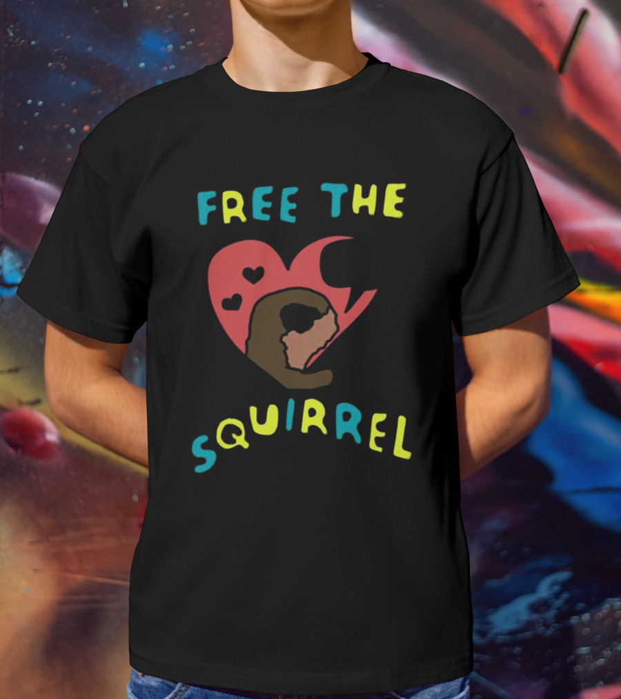 Free The Squirrel I Like Trains Heart Speech Bubble T-Shirt