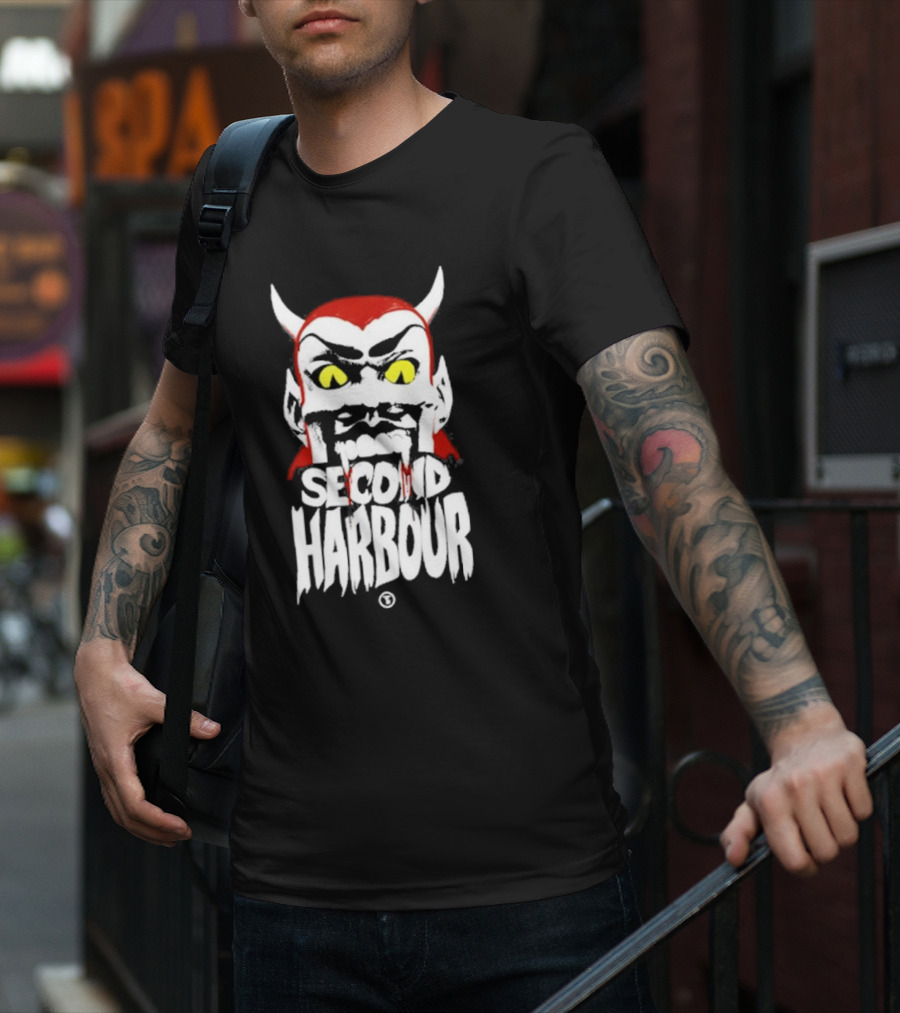Second Harbour Demonica Devil Face With Yellow Eyes T-Shirt