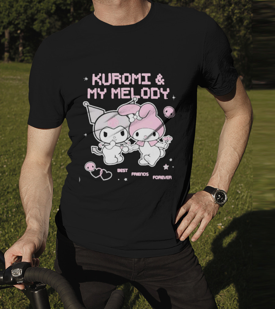 Kuromi And My Melody Best Friends Forever Skull Cute And Heart T-Shirt