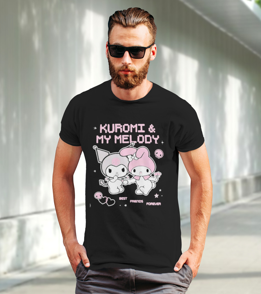 Kuromi And My Melody Best Friends Forever Skull Cute And Heart T-Shirt