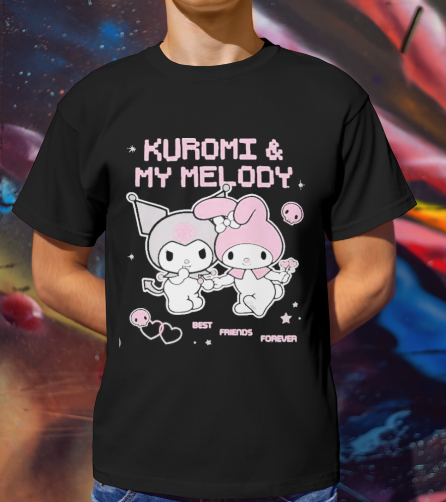 Kuromi And My Melody Best Friends Forever Skull Cute And Heart T-Shirt