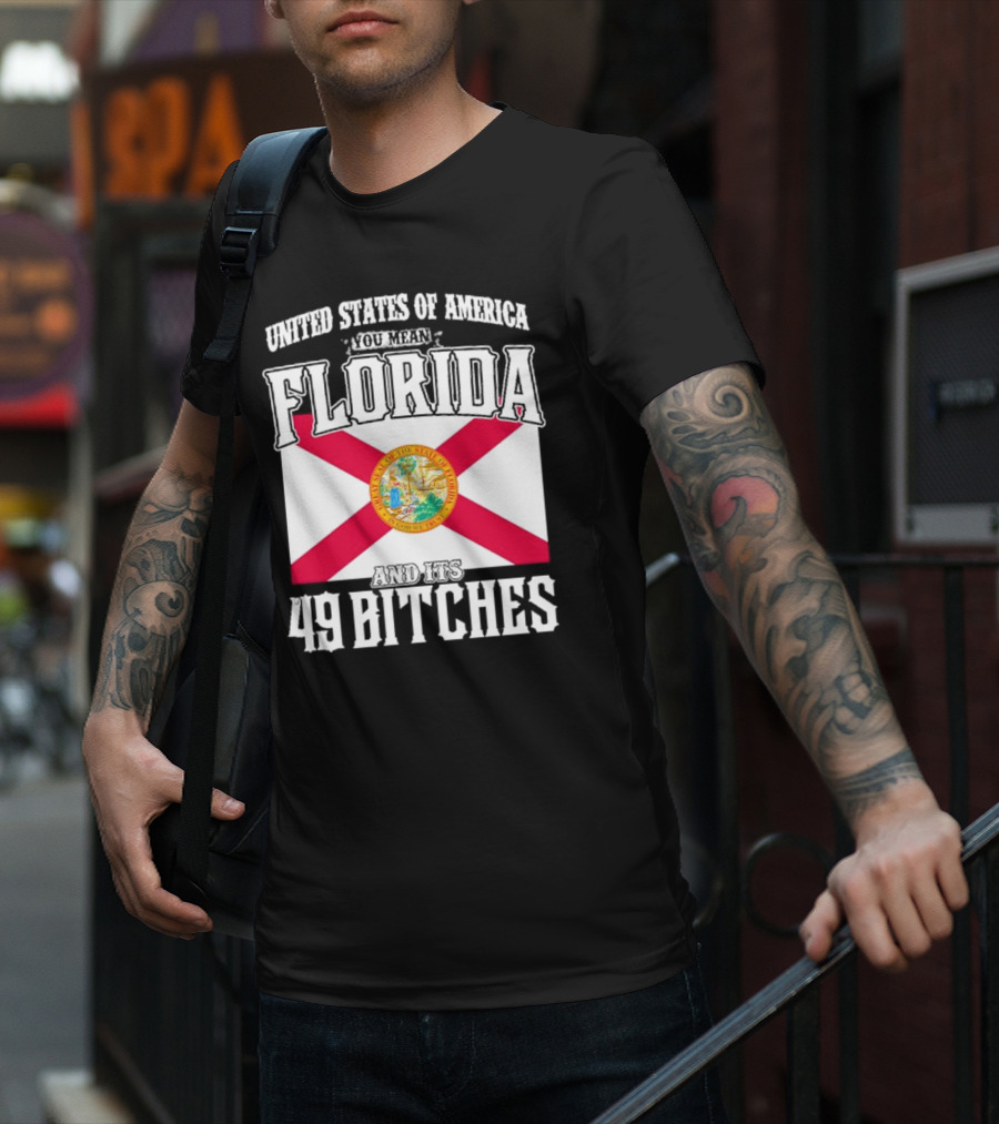United States Of America You Mean Florida And Its 49 Bitches Flag T-Shirt