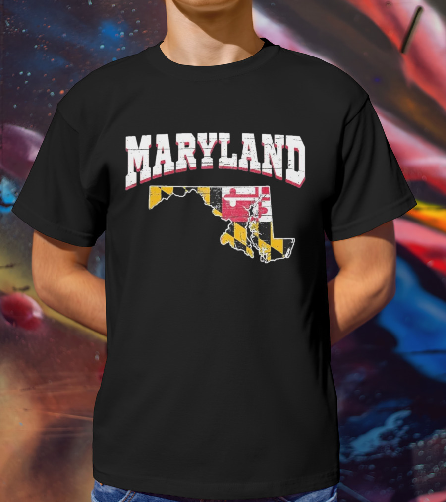 Maryland State Flag Map Proud Us Citizen America T-Shirt
