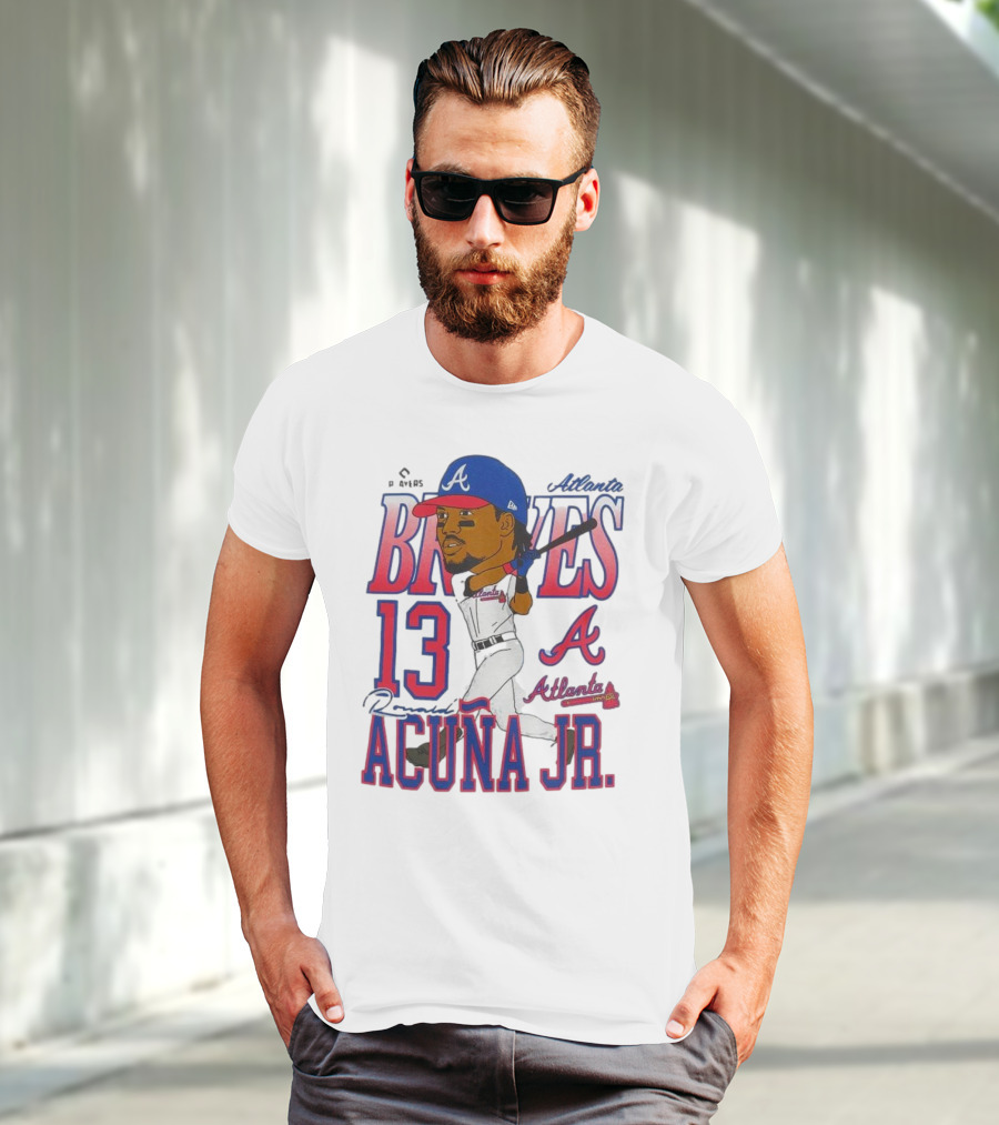 Atlanta Braves Ronald Acuña Jr. Caricature 13 Atlanta Baseball T-Shirt