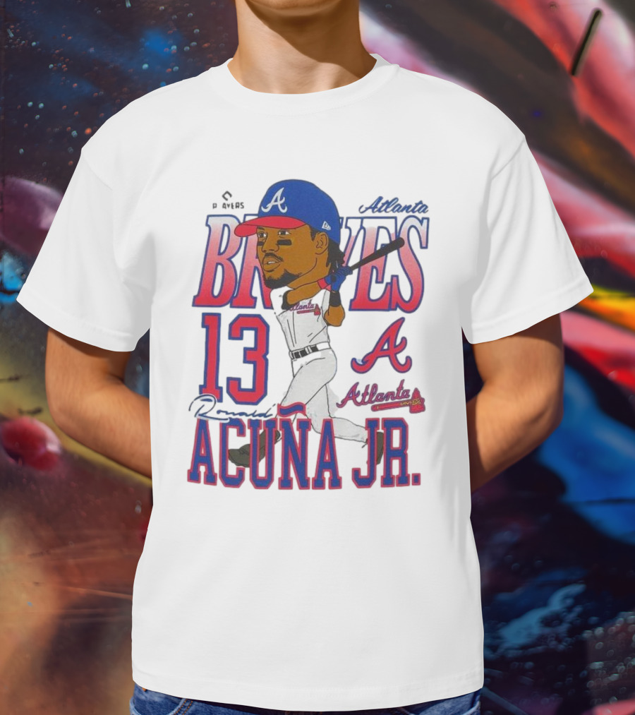 Atlanta Braves Ronald Acuña Jr. Caricature 13 Atlanta Baseball T-Shirt