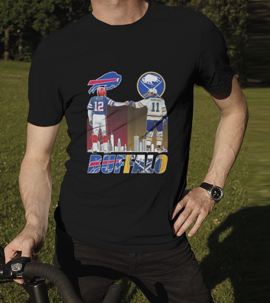 Buffalo Bills Sabres Kelly Perreault Signatures Skyline T-Shirt