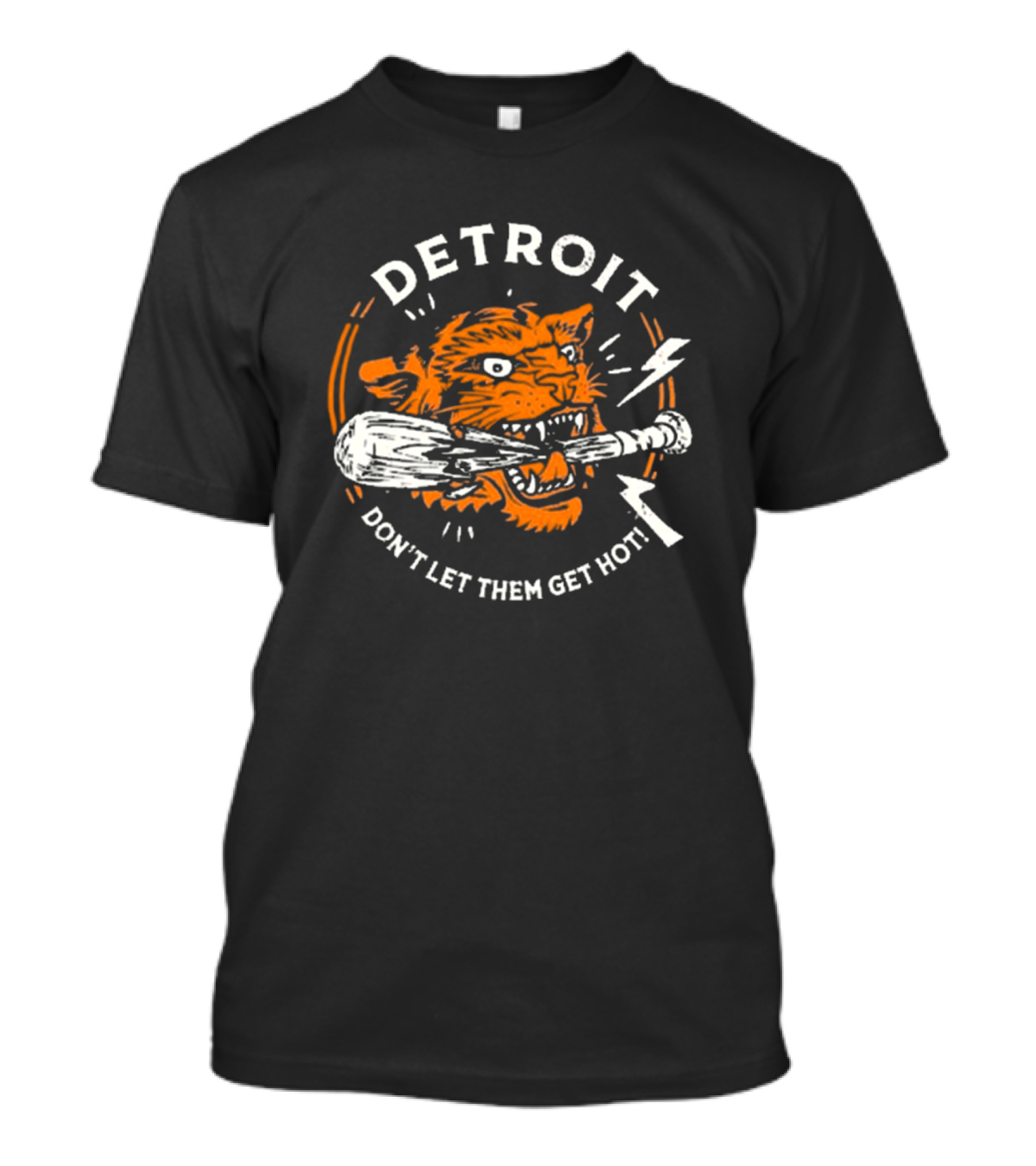 Detroit Tigers MLB Fierce Tiger With Baseball Bat Iconic Warning T-Shirt