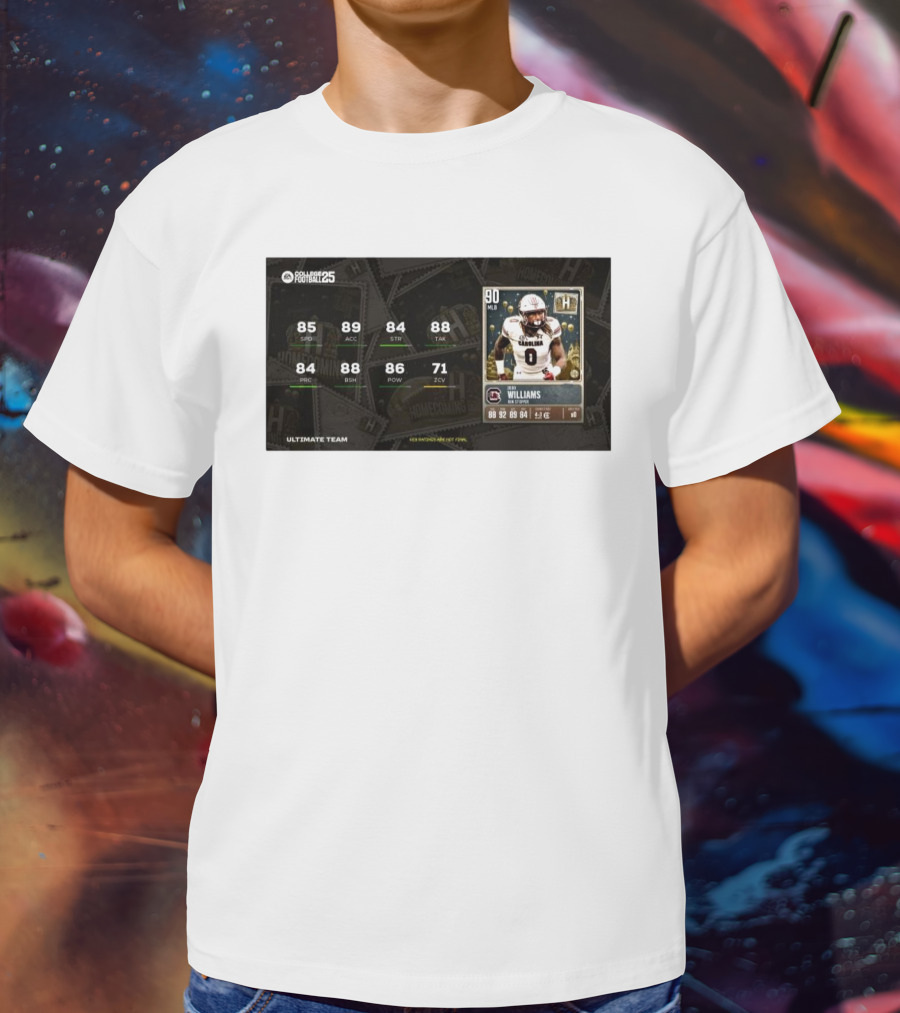 South Carolina Gamecocks Debo Williams Run Stopper Homecoming Key Ratings Madden NFL 25 Ultimate Team T-Shirt