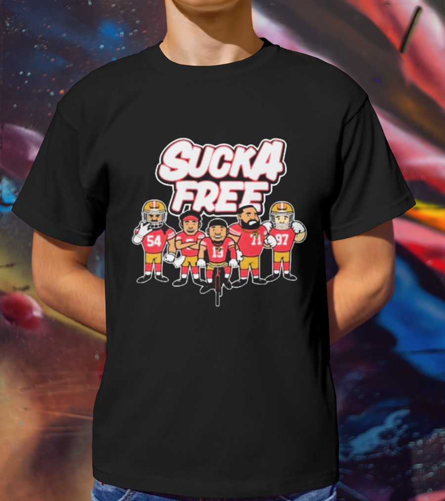 Sucka Free 5 San Francisco 49ers NFL Cartoon Players 54 13 71 97 T-Shirt