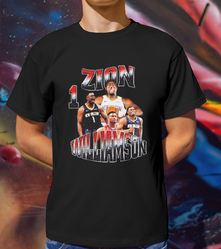 Zion Williamson Number 1 New Orleans Pelicans Player Collage T-Shirt