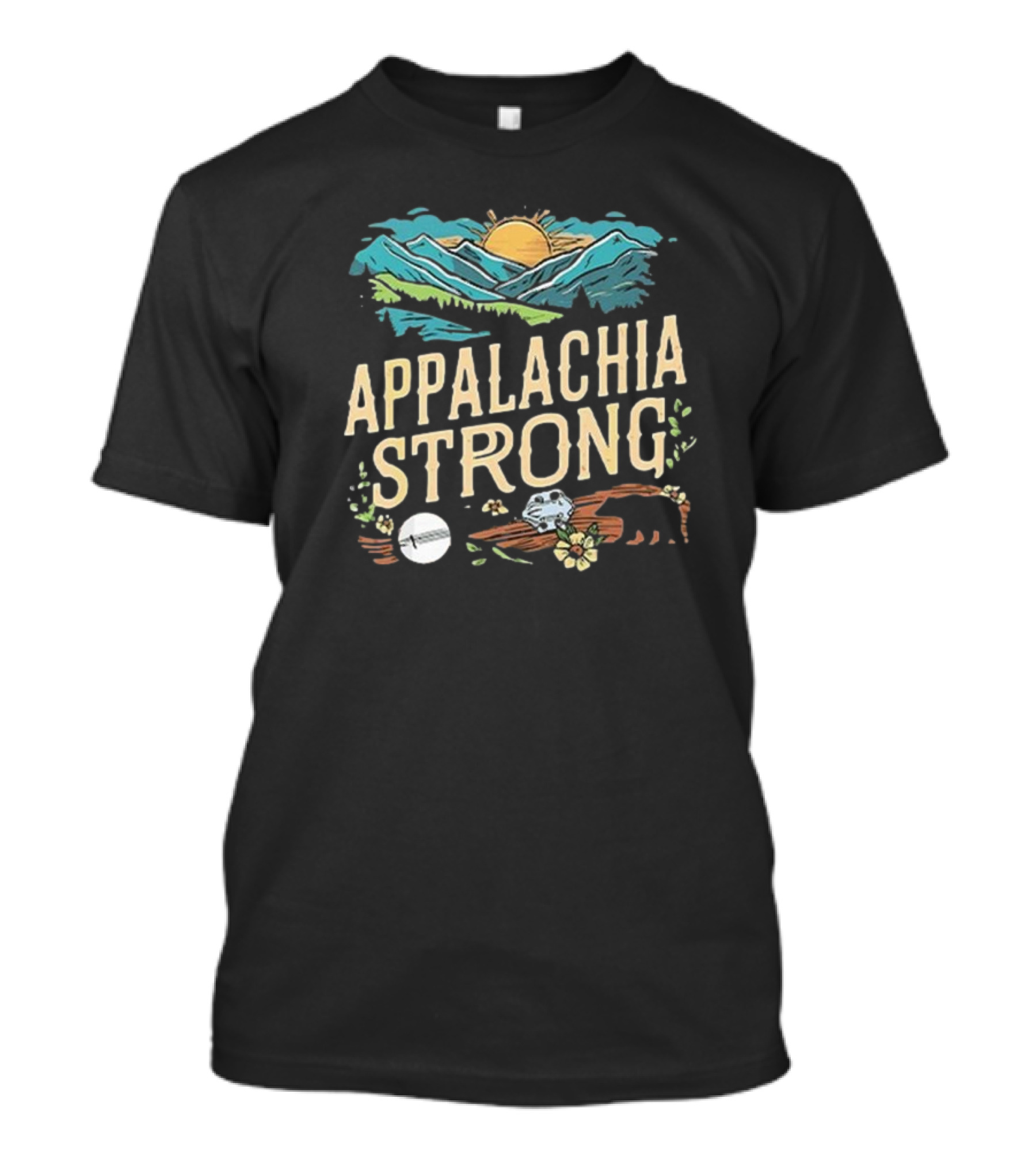 Appalachia Strong Mountain Sunrise Bear And Skull T-Shirt