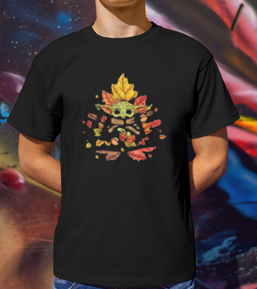 Autumn Leaves Baby Yoda Surrounded By Fall Foliage T-Shirt