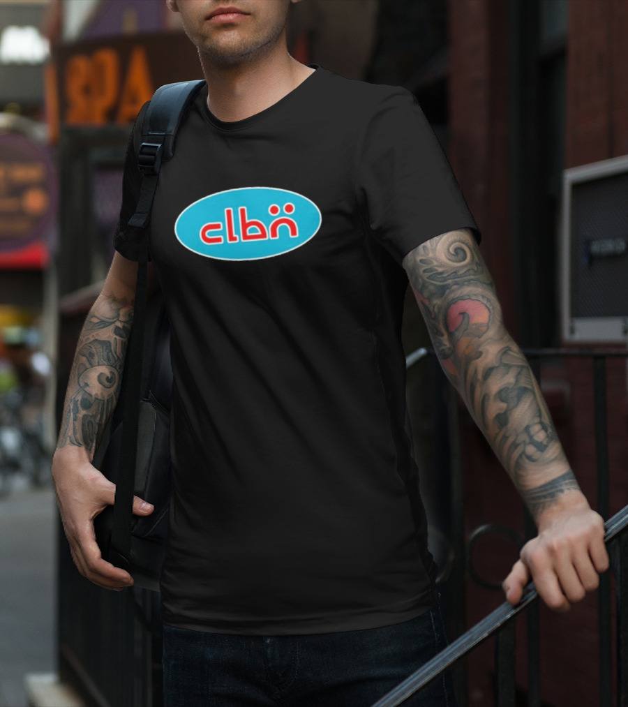 Clbn Logo Design Blue Oval Text T-Shirt