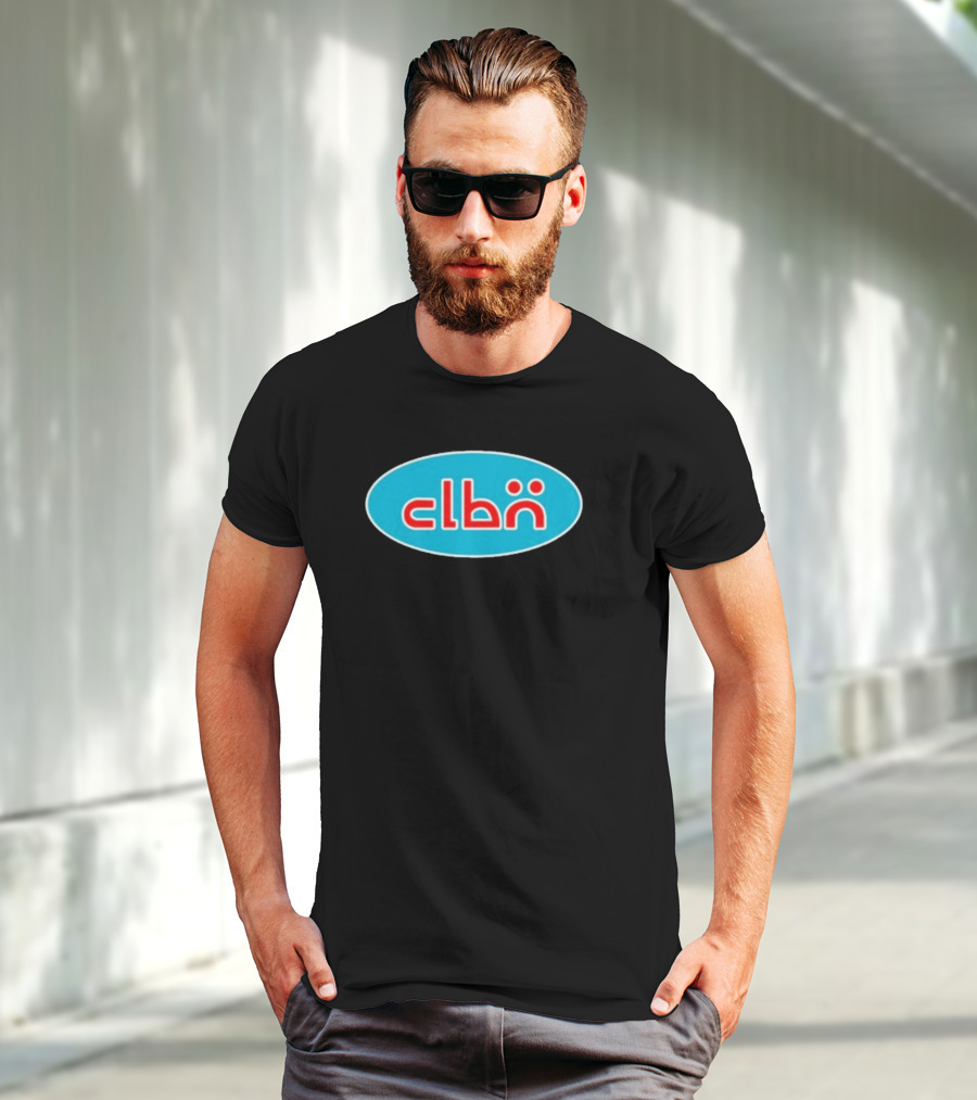 Clbn Logo Design Blue Oval Text T-Shirt