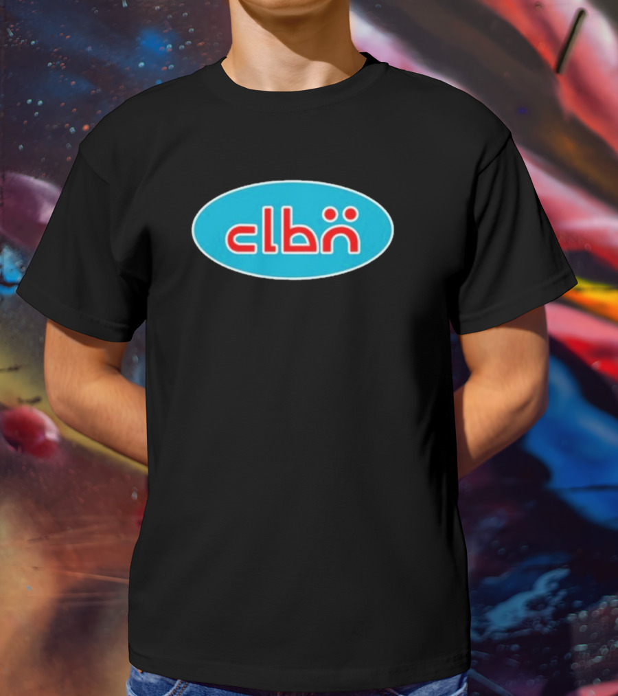 Clbn Logo Design Blue Oval Text T-Shirt