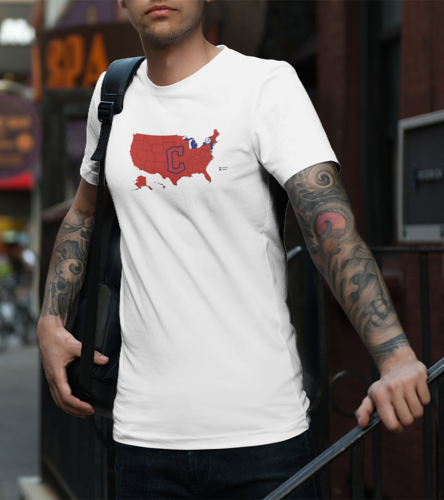 Map Of Who America Is Rooting For In The NLCS Cleveland Guardians MLB Logo USA Outline T-Shirt