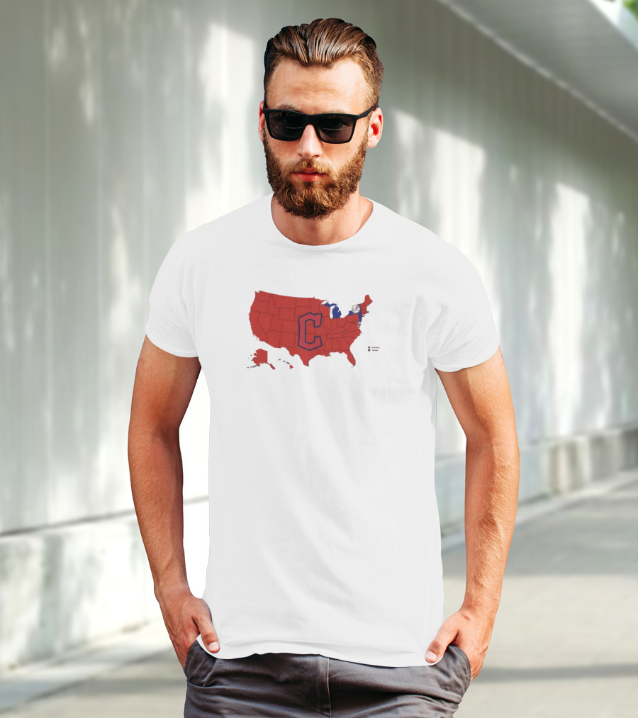 Map Of Who America Is Rooting For In The NLCS Cleveland Guardians MLB Logo USA Outline T-Shirt