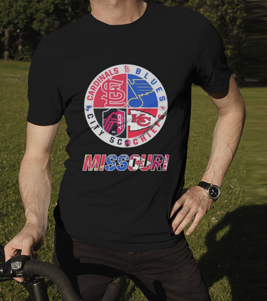 Missouri Cardinals Blues City SC Chiefs Logo Collection T-Shirt