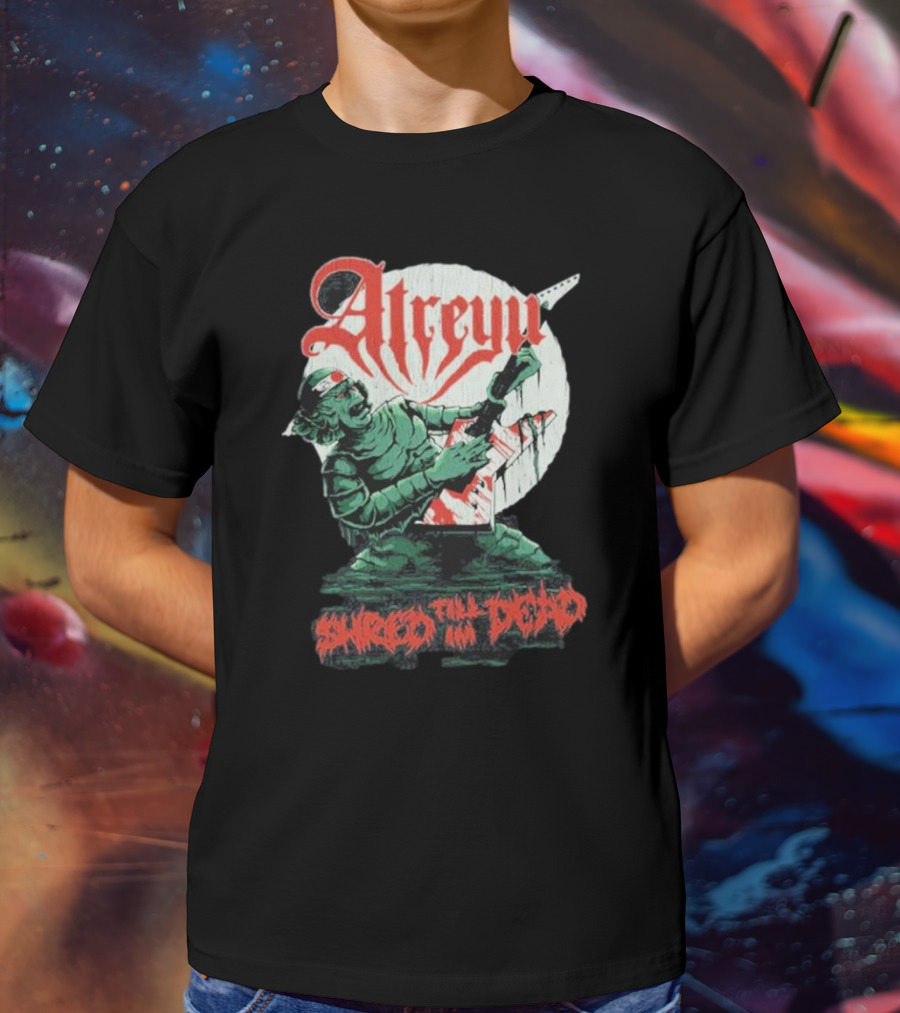 Atreyu Shred Till I’m Dead Zombie Playing Guitar T-Shirt