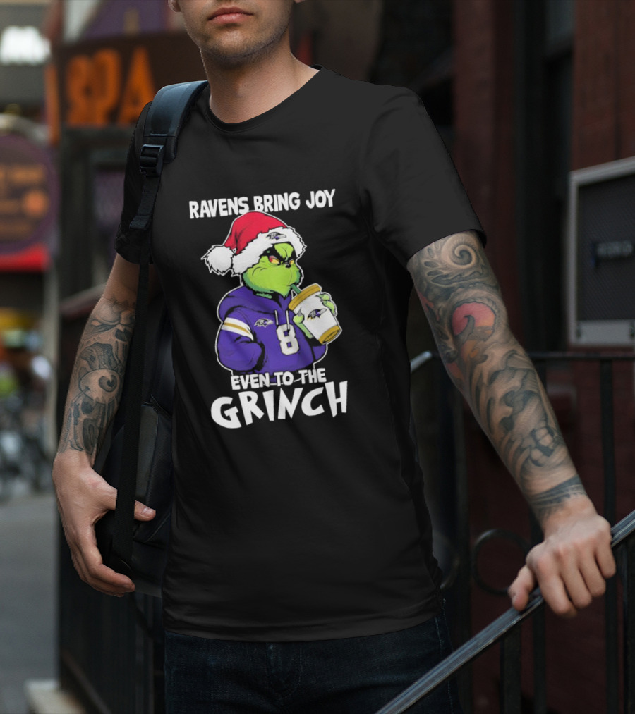 Ravens Bring Joy Even To The Grinch Christmas T-Shirt