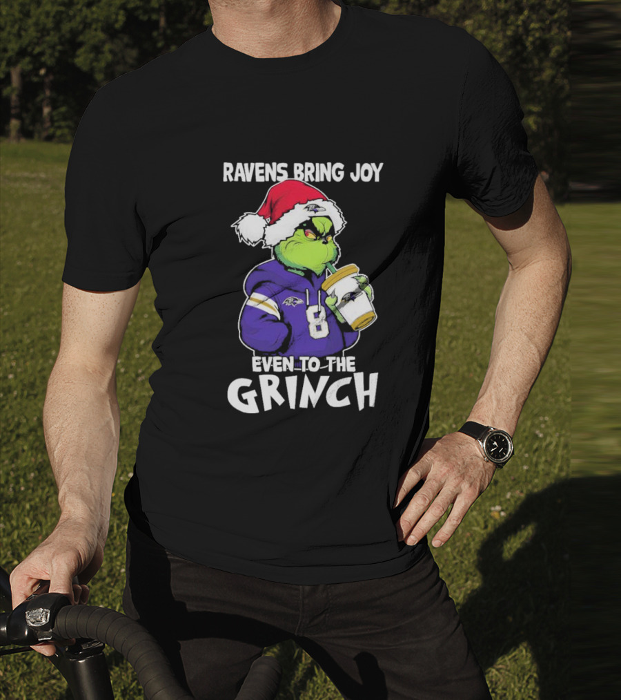 Ravens Bring Joy Even To The Grinch Christmas T-Shirt