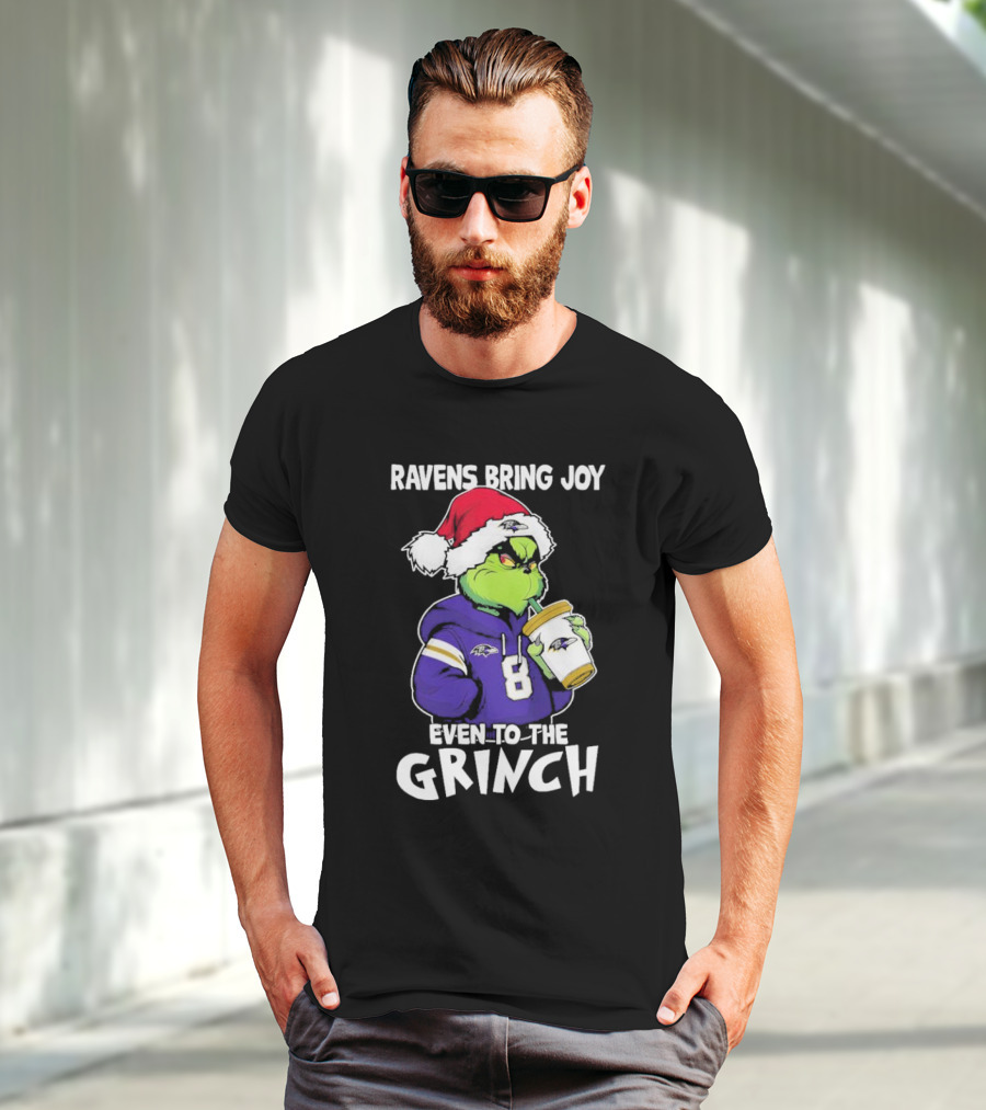 Ravens Bring Joy Even To The Grinch Christmas T-Shirt