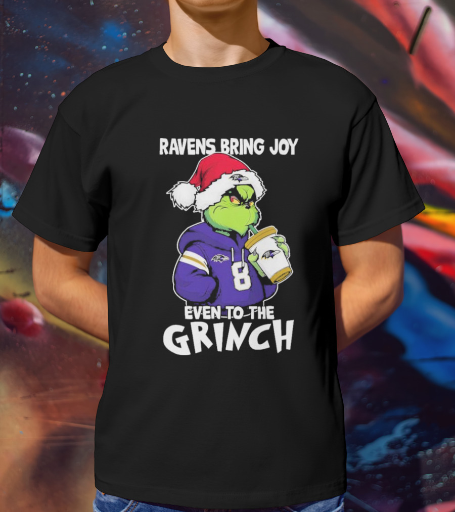 Ravens Bring Joy Even To The Grinch Christmas T-Shirt
