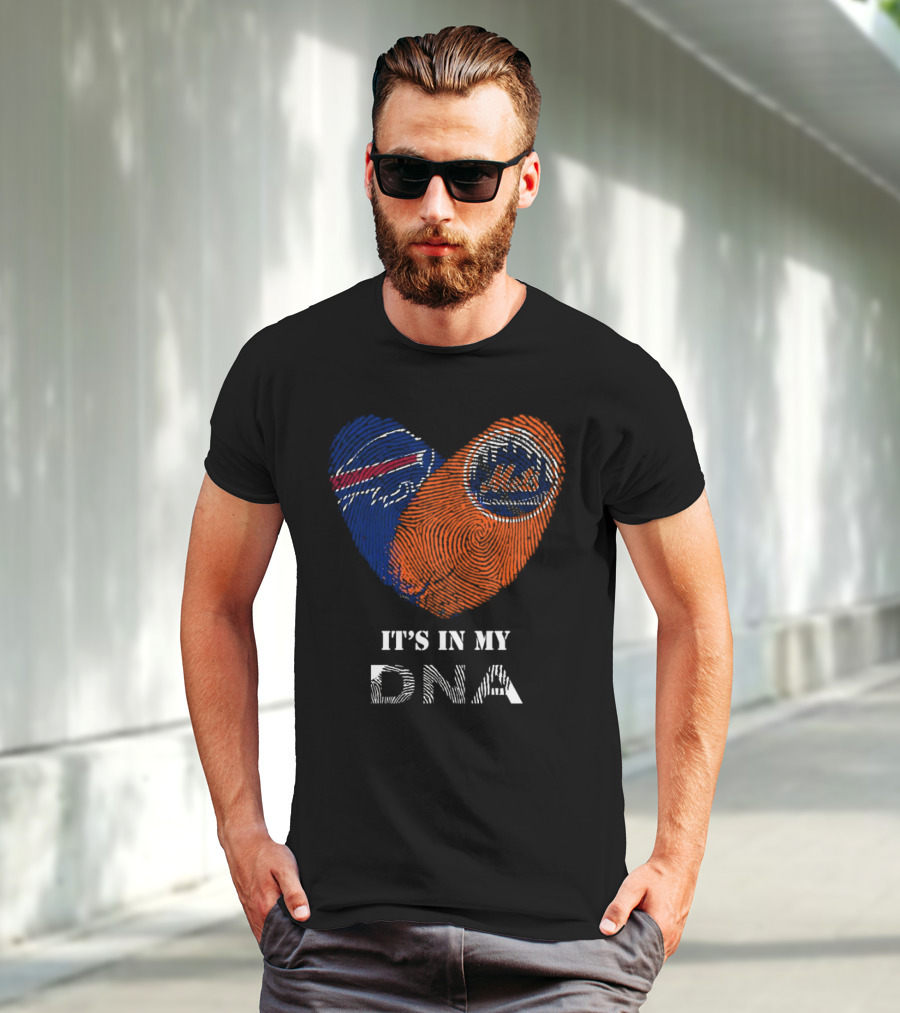 Buffalo Bills New York Mets It's In My DNA Heart T-Shirt