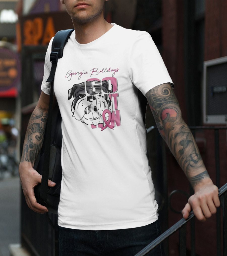 Georgia Bulldogs Go Fight Win Breast Cancer Awareness T-Shirt