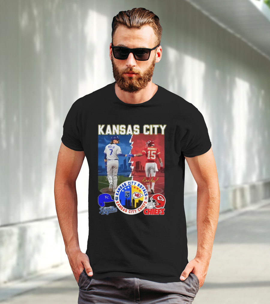 Kansas City Royals Robert Witt Jr. Chiefs Patrick Mahomes Signatures Royals Chiefs T-Shirt