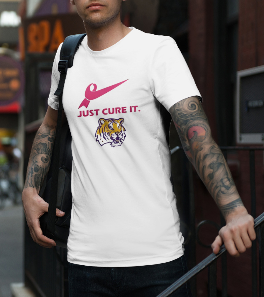 LSU Tigers Pink Ribbon Just Cure It T-Shirt