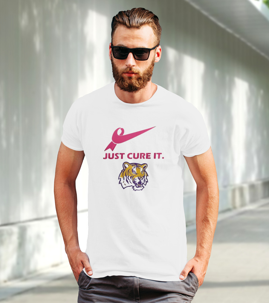 LSU Tigers Pink Ribbon Just Cure It T-Shirt