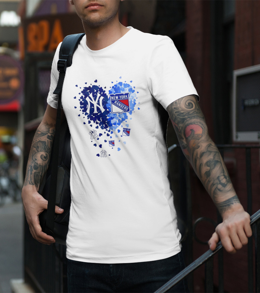 New York Yankees Rangers Heart T-Shirt