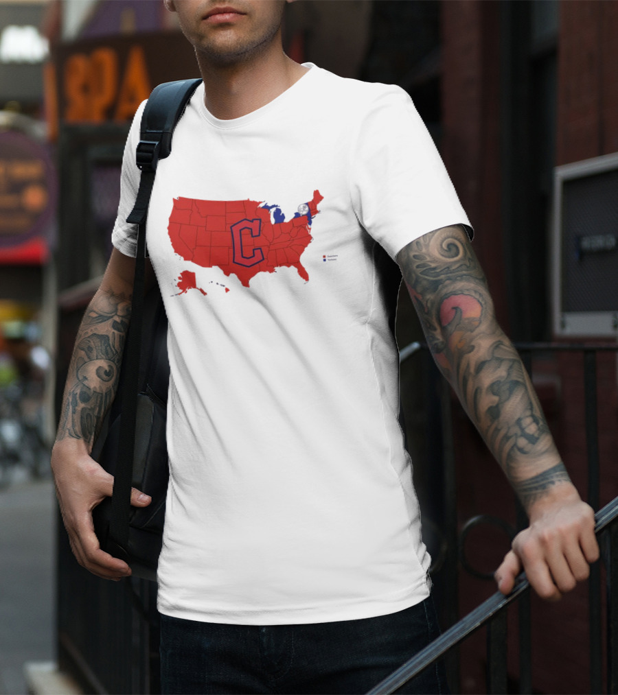 Map Showing Cleveland Guardians Dominance Over New York Yankees In ALCS Fan Support Across America T-Shirt