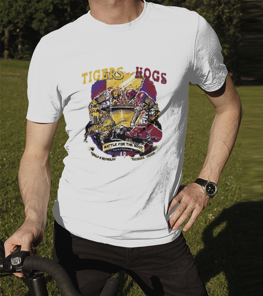Tigers Vs. Hogs Battle For The Boot Fayetteville Donald W Reynolds Razorback Stadium T-Shirt