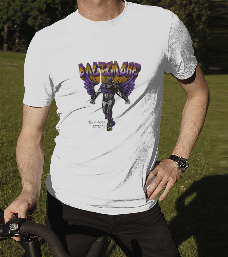 Baltimore Ravens Superbowl Champ Football Player With Ravens Wings T-Shirt