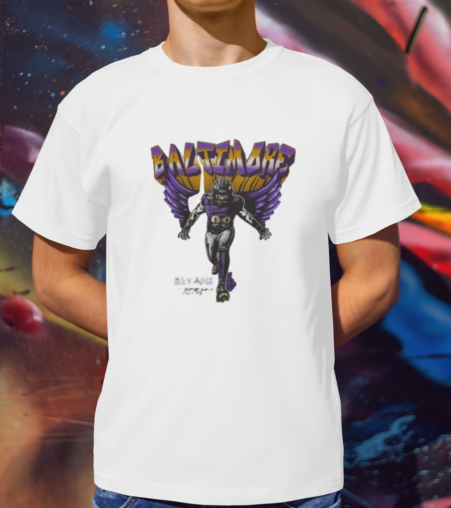 Baltimore Ravens Superbowl Champ Football Player With Ravens Wings T-Shirt