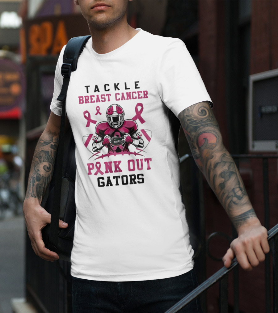 Tackle Breast Cancer Pink Out Gators Football T-Shirt