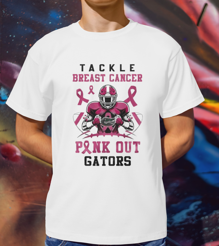 Tackle Breast Cancer Pink Out Gators Football T-Shirt