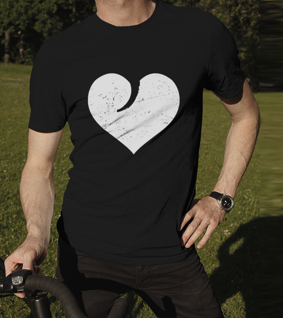 Gun Trigger Heart Distressed White Heart Shape T-Shirt