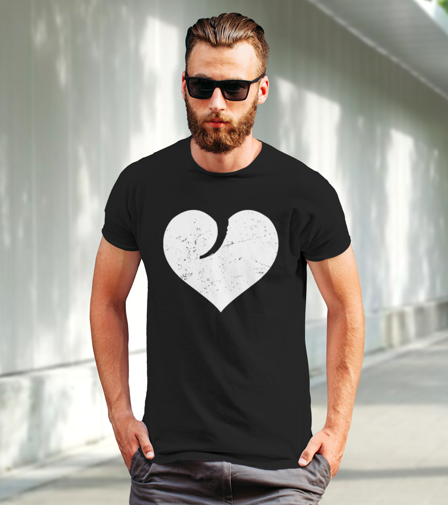 Gun Trigger Heart Distressed White Heart Shape T-Shirt