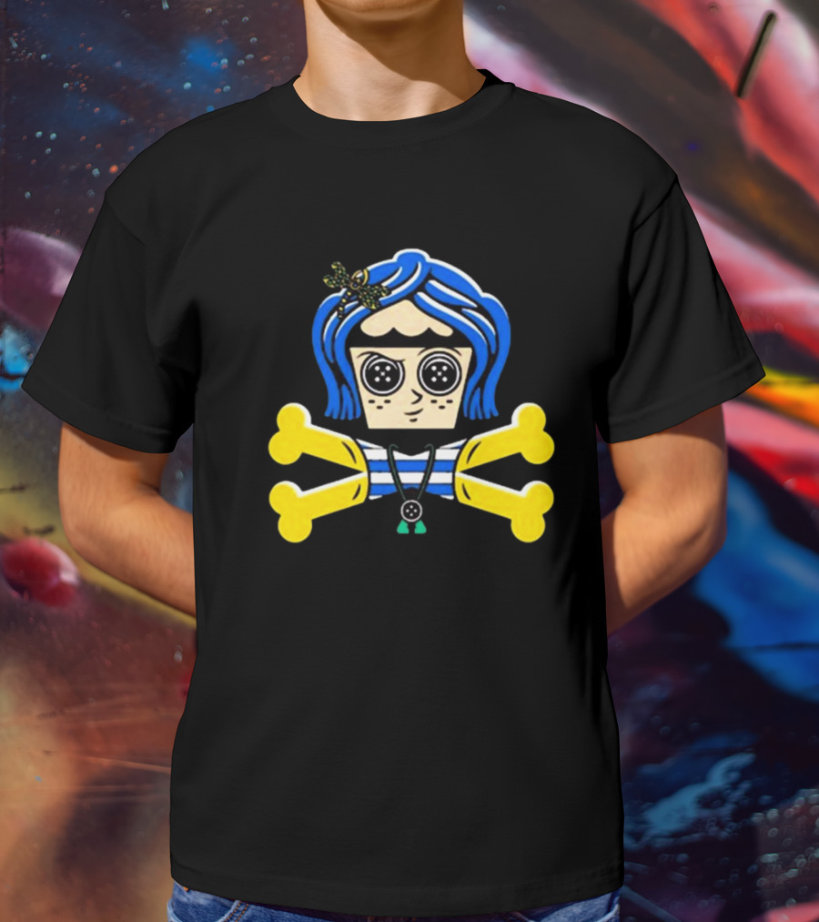 Coraline Inspired Button Eyed Crossbones By Johnny Cupcakes T-Shirt