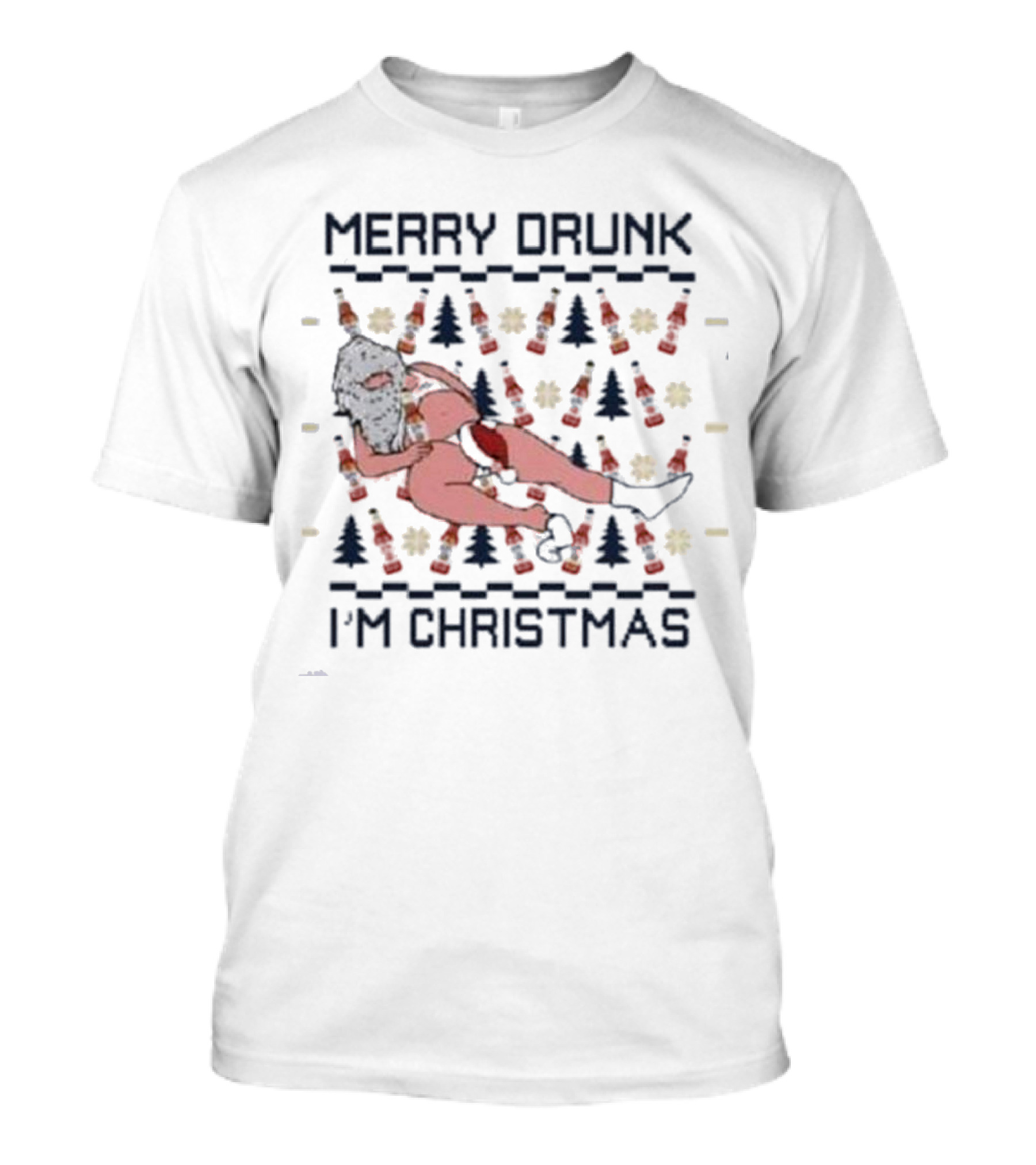 Miller Lite Merry Drunk Santa Ugly Christmas I'm Christmas T-Shirt