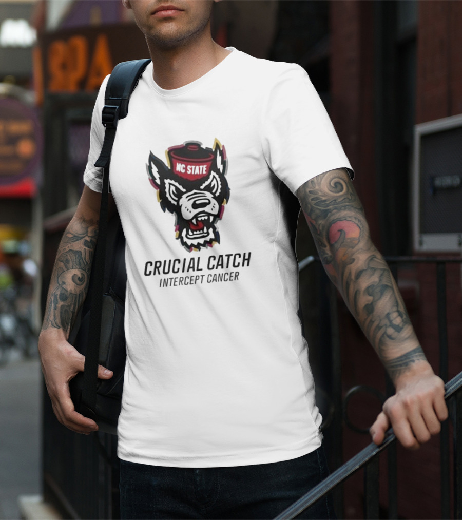 NC State Wolfpack Crucial Catch Intercept Cancer T-Shirt