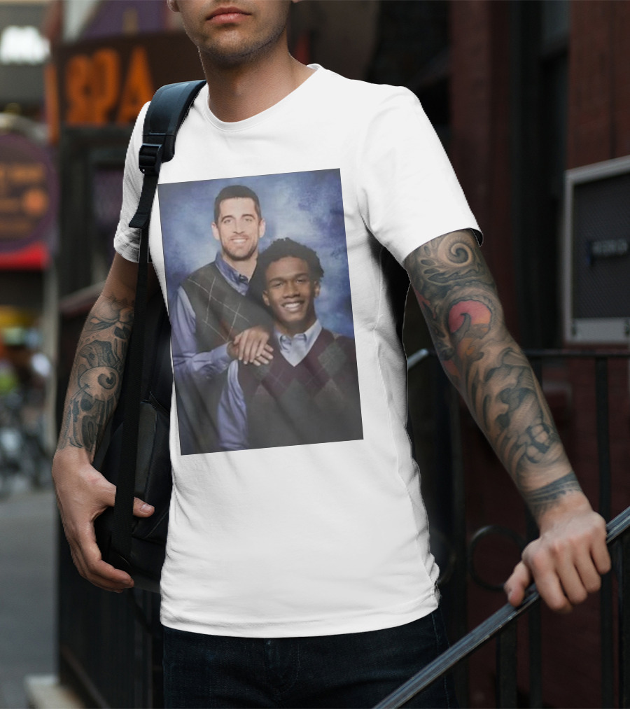 Step Brothers Aaron Rodgers Garrett Wilson New York Jets Portrait Mockup T-Shirt