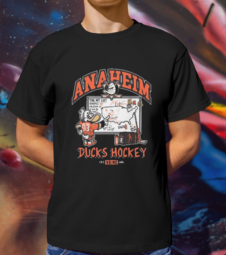 Anaheim Ducks Hockey Wild Wing The Hit List Map Lesson Plan T-Shirt