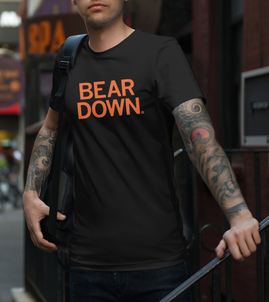 Bear Down Chicago Bears Slogan In Bold Orange Text T-Shirt