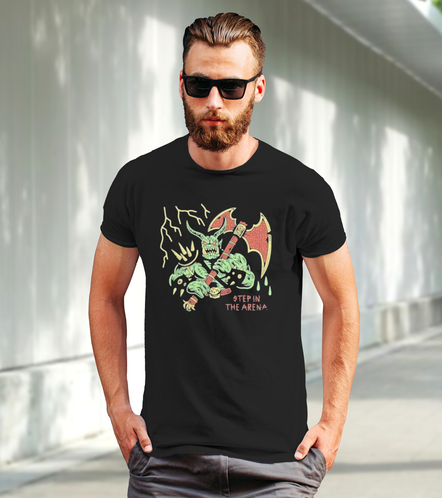 Wizard Of Barge Step In The Arena Monster With Axe And Lightning T-Shirt